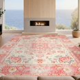 thumbnail image 2 of Design&I 2'x3' Ultra Soft Door Mat, Pink Boho Vintage Distressed Border Scroll Lattice Ornate Southwestern None Fluffy Washable Easy Care Indoor rug for Bedside Entryway, 2 of 7