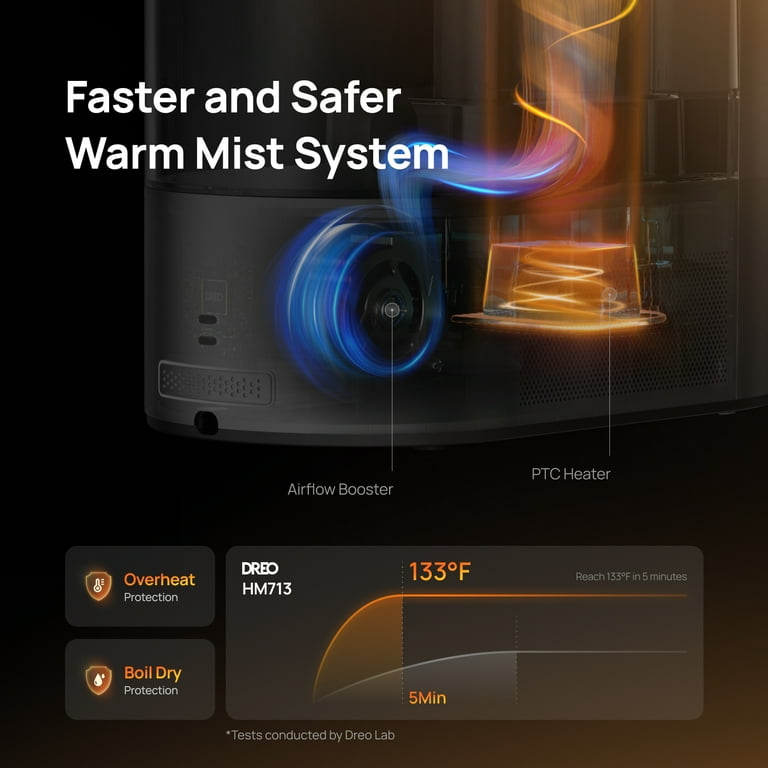 DREO Cool and Warm Mist Humidifier, 6L Top Fill Tank, Quiet