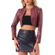 thumbnail image 1 of Chaquetas cortas de cuero PU Inspire Chic para mujer, chaqueta de manga larga de frente abierto, color rojo vino, 1 of 6