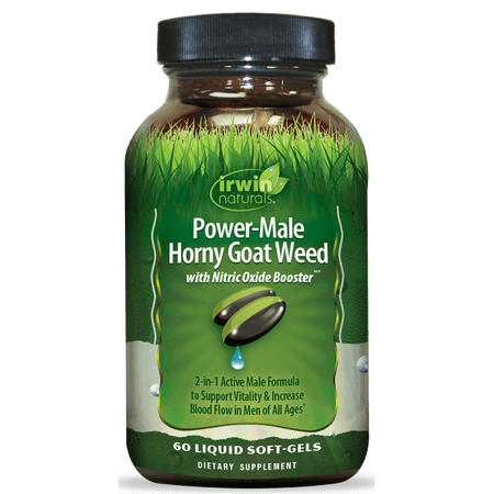 Irwin Naturals Power-Male Horny Goat Weed with Nitric Oxide Booster – 75 Liquid Soft-Gels