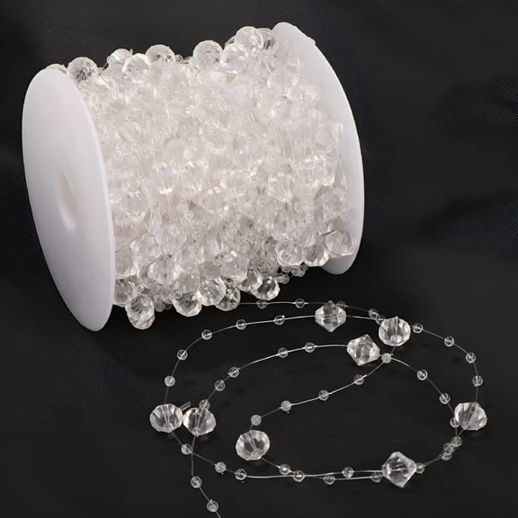 VANIDO 99ft Crystal Strands Chain Garland Beads，crystal garland for christmas tree Bridal Bouquet Wedding，Christmas Party Decoration crystal garland