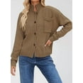 thumbnail image 4 of Womens Button Down Cardigan Sweaters Open Front Stand Collared Fall Fashion 2025 V Neck Outerwear Sweater Jacket Khaki S, 4 of 7