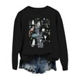 thumbnail image 5 of Baqcunre Lightweight Graphic Pullover Crewneck, Womens Sweatshirt Pullover Cute Cat Lover Graphic Print Sweatshirts Crewneck Casual Loose Shirts 1Pc Sweatshirt Black L, 5 of 5