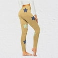 thumbnail image 2 of QATAINLAV Women Basic Workout Yoga Leggings Stars Printed High Waisted Tight Pants Tummy Control Butt Lift Running Legging Bottoms Today Prime Sales Yellow XXL, 2 of 7