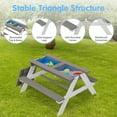thumbnail image 2 of JOYFULIN Kids Picnic Table, 4-in-1 Wood Sand & Water Table with Umbrella, 2 Trays, Removable Tabletop and Built-in Bench, Outdoor Convertible Sensory Picnic Table for Backyard Garden, Gray, 2 of 7