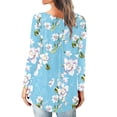 thumbnail image 4 of Women Casual Baggy Long Sleeve Floral Print V Neck Henley Tops Blouse Shirts Tunic Ladies Ruffle Kaftan Loose Blouse, 4 of 4