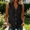 thumbnail image 6 of Noric Women's Sleeveless Button Down Blouse V Neck Solid Color Summer Casual Loose Fit Tank Tops, 6 of 9