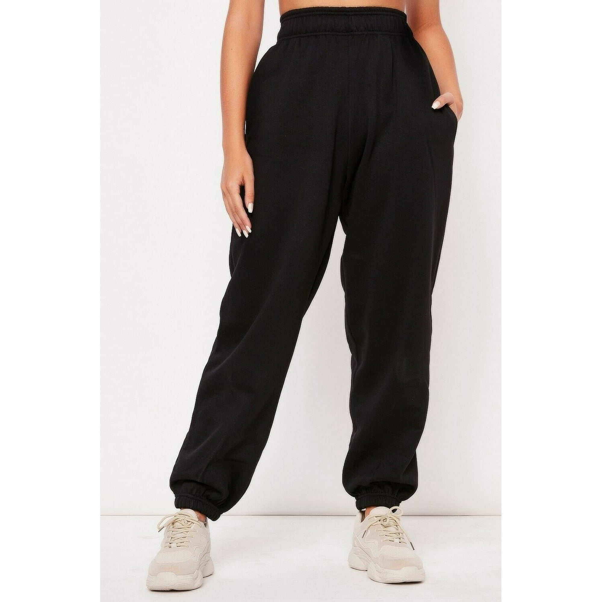 Women Casual Solid Color Sport Pants Elastic Waist Ankle Cuff Loose Sweatpants with Pocket Walmart