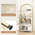 thumbnail image 6 of Walsunny 4-Tier Arched Bookshelf Industrial Open Storage Shelf, Display Bookshelves with Metal Frame, Rustic Wood Tall Bookcase for Living Room, Home Office, Gold, 6 of 9