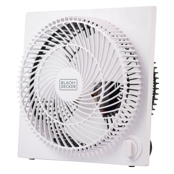 BLACK DECKER 9-In. 3-Speed Portable Frameless Tabletop Box Fan, BFB09, White