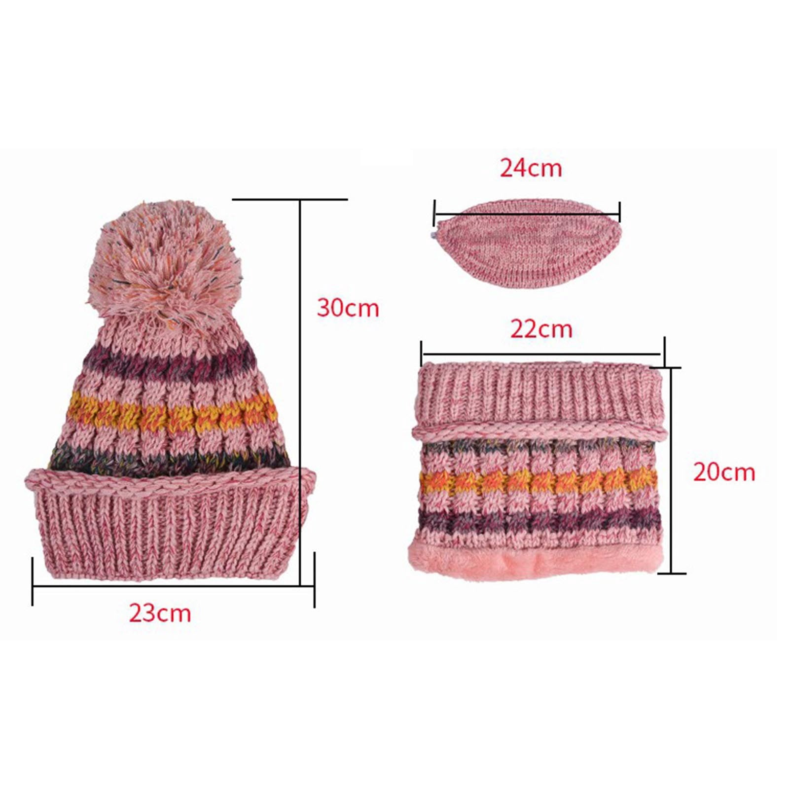 Tanhomme Fleece Hood Cycling Ski Thermal Face-Cover Hat Winter Warm Cap Scarf for Cold Weather Winter Women Plush Warm Thickened Color Matching Knitted Hat Bib Integrated Wool Hat