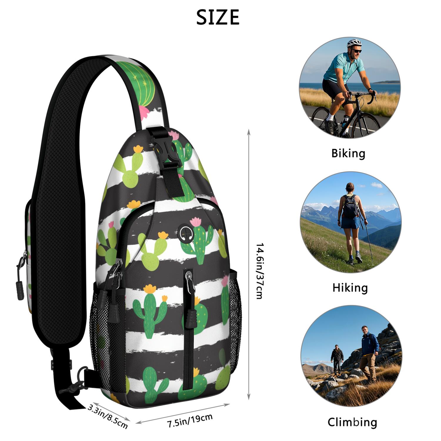 Crossbody Sling Bag Trendy Sling Backpack Cactus Travel Backpack Backpack Purse for Women Men