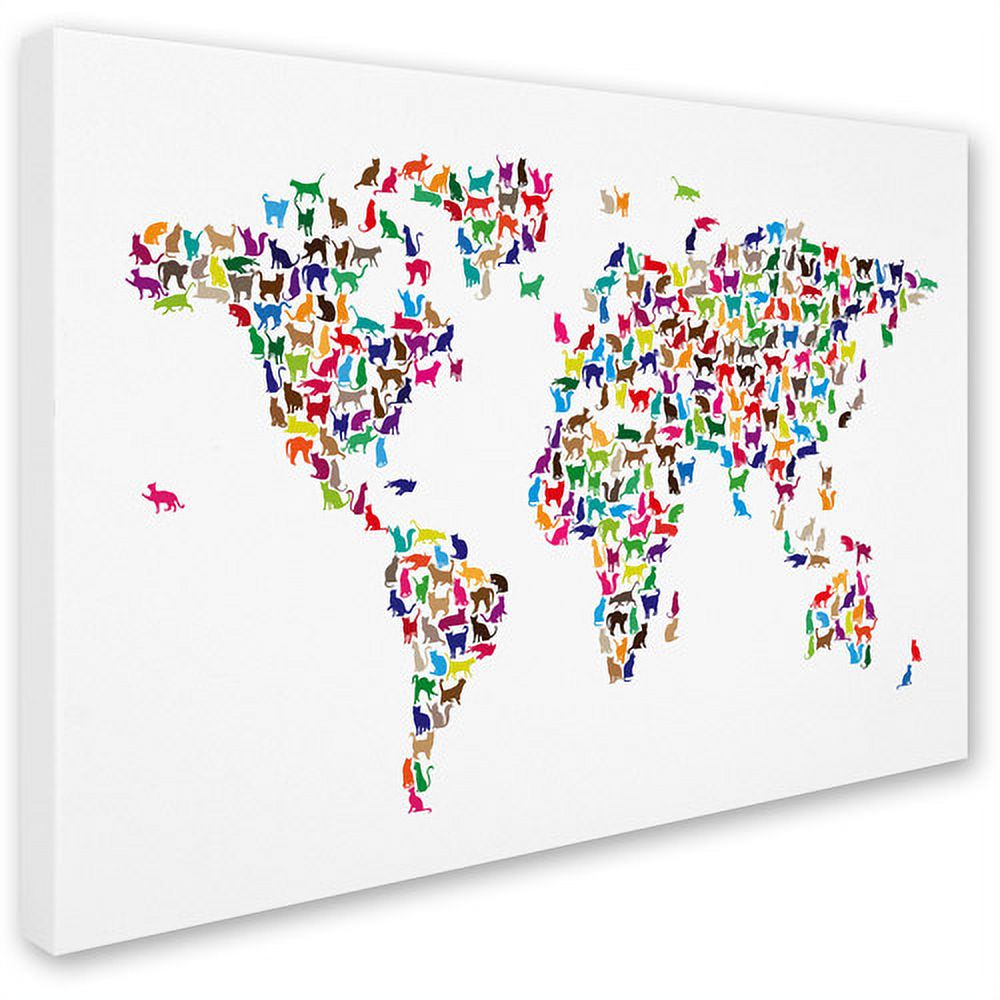 Trademark Art 'Cats World Map' Canvas Art by Michael Tompsett