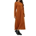 thumbnail image 3 of Frontwalk Women Maxi Dress Long Sleeve Sweatshirts Dresses Solid Color Ladies Casual Crew Neck Orange 3XL, 3 of 6