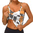 thumbnail image 4 of Haiem Funny Cats Pattern Womens Sports Bra - U Neck Padded Low Impact Yoga Bra Workout Crop Top Gym Moisture-Wicking Workout Vest -X-Large, 4 of 9