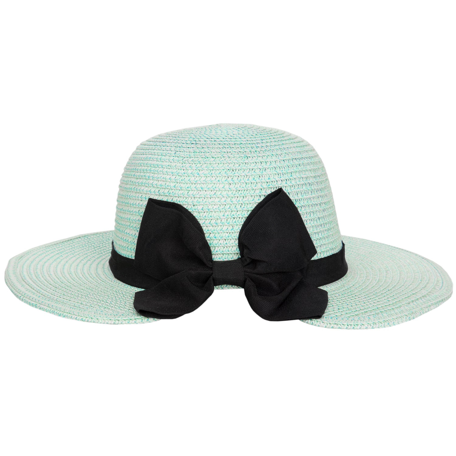 Straw Floppy Sun Hat with Ribbon Bow – Packable Collapsible Wide Brim Hat for Beach, Vacation & Outdoor Travel (Teal)