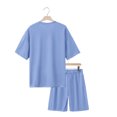 thumbnail image 4 of Fgnfyis Men's Casual Short Sleeve Round Neck Suit Set Comfortable Summer Spring Outfit for Daily Wear and Sports Activities Lightweight Breathable Fabric Summer Outfits For Men Light Blue L, 4 of 9