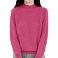 thumbnail image 6 of Sweaters for Women Knitted Crew Neck Long Sleeve Comfy Sweater Casual Trendy Dressy Wear Tops Outdoor Fall Pullover Hot Pink 2XL, 6 of 6