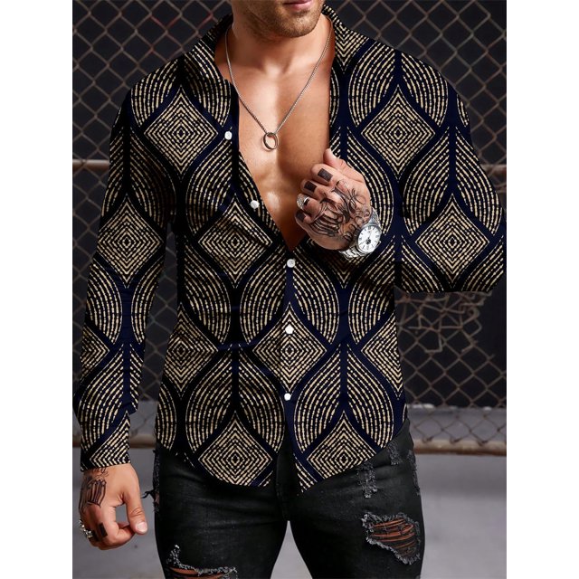 Camisas de manga larga para hombre estilo retro de otoño, tendencia de estilo étnico, ropa para hombre, camisas casuales con personalidad de moda, camisetas de manga larga para hombre