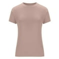 thumbnail image 3 of pimelu Womens Tops Womens Shirts Plus Size Slim Fit Workout Tees Top Summer Casual Solid Tees Girls Round Neck Short Sleeve Shirts, 3 of 6