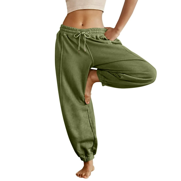 Knosfe Petite Sweatpants for Women Lounge Drawstring Fleece Lined Loose  Cute Sweatpants Teens Straight Leg Comfy High Waisted Running Tall Joggers
