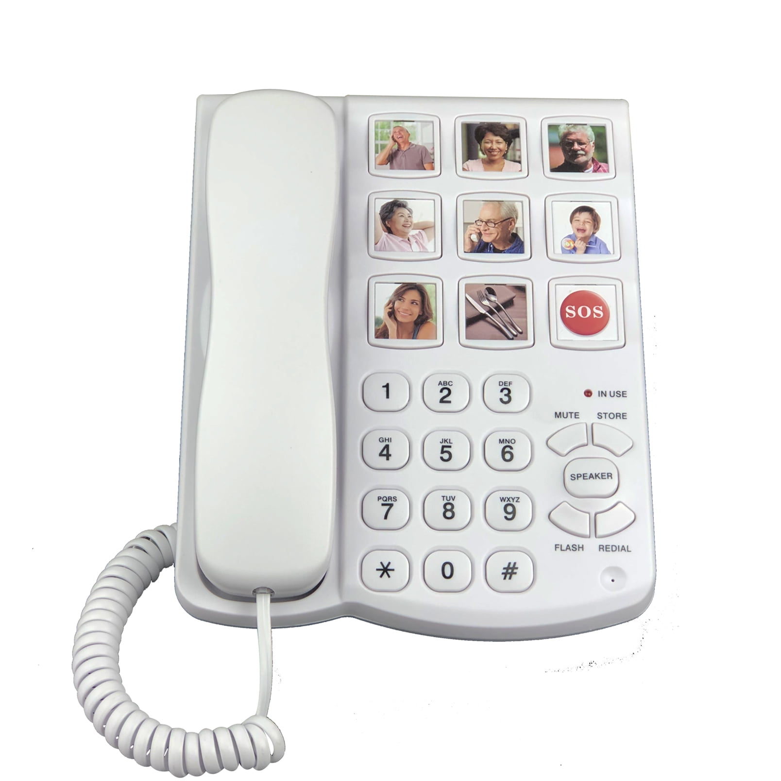 Corded Big Button Picture Phone for Seniors with Speaker Redial, Hands