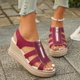 thumbnail image 6 of Wowcloth Women's Straw Woven Platform Sandals – Comfortable One-Strap Slip-On with Wedge Heel for Retro Casual Style, 6 of 9