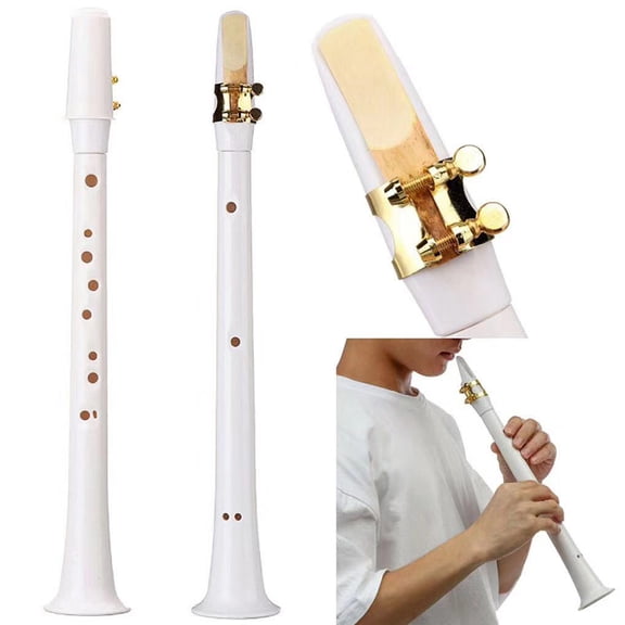 SEWCHICS White 8-Hole Pocket Saxophone Mini Acoustic Woodwind Instrument for Kids and Beginners, Portable and Easy to Play