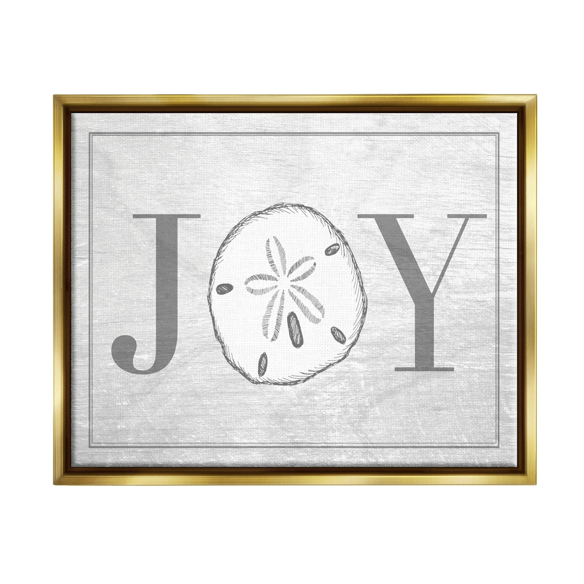 Stupell Industries Joyful Summer Sand Dollar Metallic Gold Framed Floating Canvas Wall Art, 16x20, by Daphne Polselli