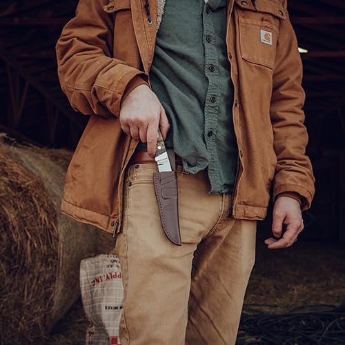 Old Timer Pro Hunter PHW Fixed Blade Knife 3.6" Drop Point Stainless Satin Blade Hardwood Handle Wood