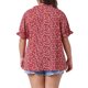 thumbnail image 4 of Blusas de verano casuales para mujer de tallas grandes Agnes Orinda, con estampado floral, cuello en V con volantes y mangas cortas abullonadas 3X rojas, 4 of 8
