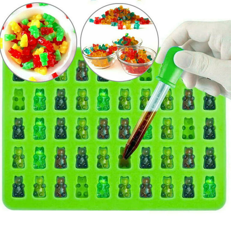  Mydio 20 Cavity Gummy Worm Silicone Molds with 1 Dropper,BPA  Free,for DIY Candy,Cake Décor, Halloween Gummi Chocolate,Jelly Chocolate  Soap Cake Wax (Green) : Home & Kitchen