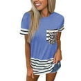 thumbnail image 1 of Nouveau T-Shirt Décontracté pour Femmes à Manches Courtes Tops à Rayures Patchwork Col Rond Manches Longues, 1 of 6