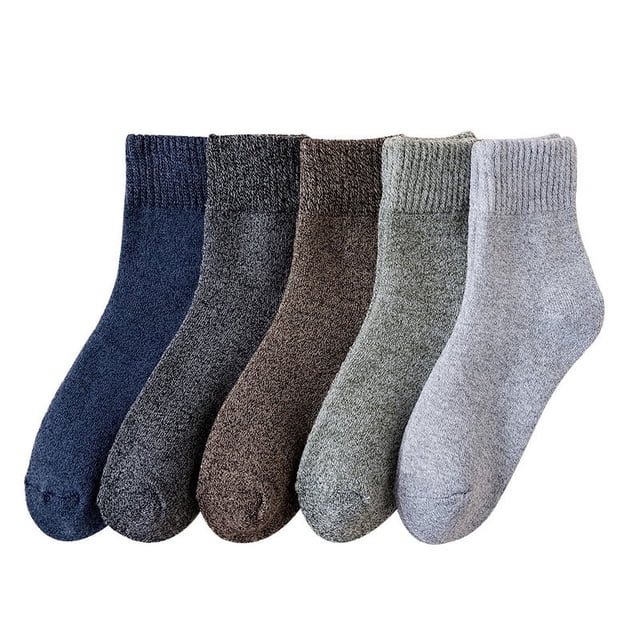 5 pares más calcetines de lana gruesos de terciopelo de Color sólido para hombres, calcetines gruesos y cálidos de invierno, calcetines de senderismo, calcetines casuales suaves para hombres BRILLAR Rojo Verde
