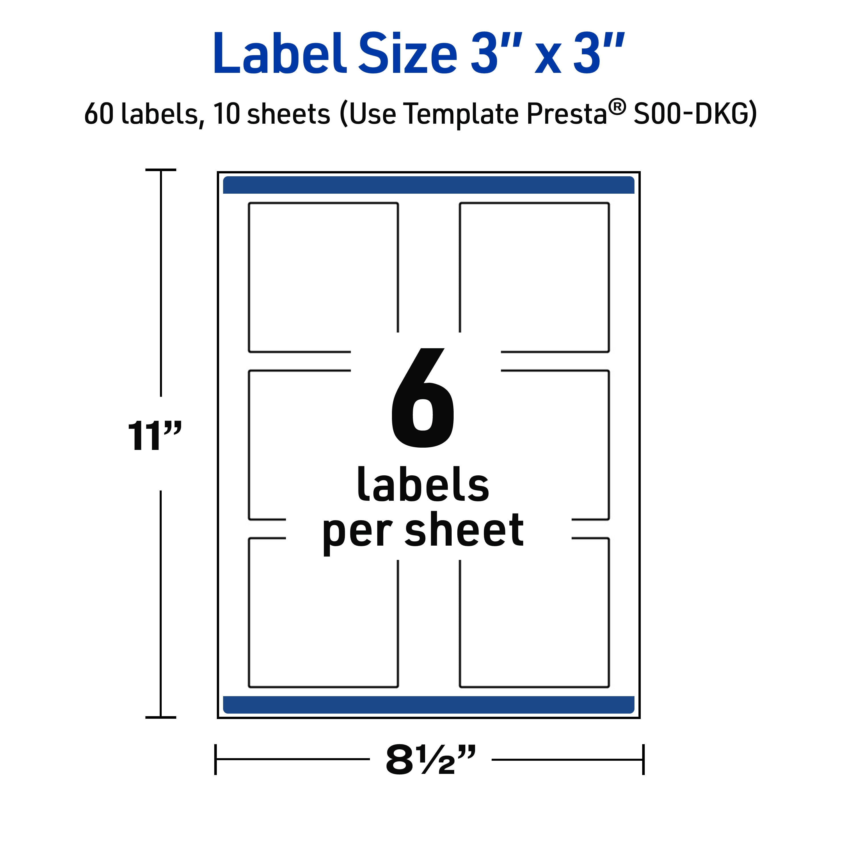 Avery 3" x 3" Labels, Gold Double-Dipped Edge, 60 ct, Glossy, Double Dipped Gold Edge
