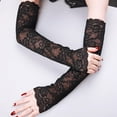 thumbnail image 2 of BMYJ UV Protection Lace Arm Sleeves, Women's Floral Lace Sleeves Hollow Out Long Sunscreen Gloves Fingerless Driving Gloves,Women Elbow Length Long Gloves ﻿, 2 of 2