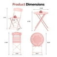 thumbnail image 6 of Zimtown 3Pcs Patio Folding Bistro Set w/Cushion, Small Foldable Conversation Set for Indoor Outdoor Balcony, Pink, 6 of 8