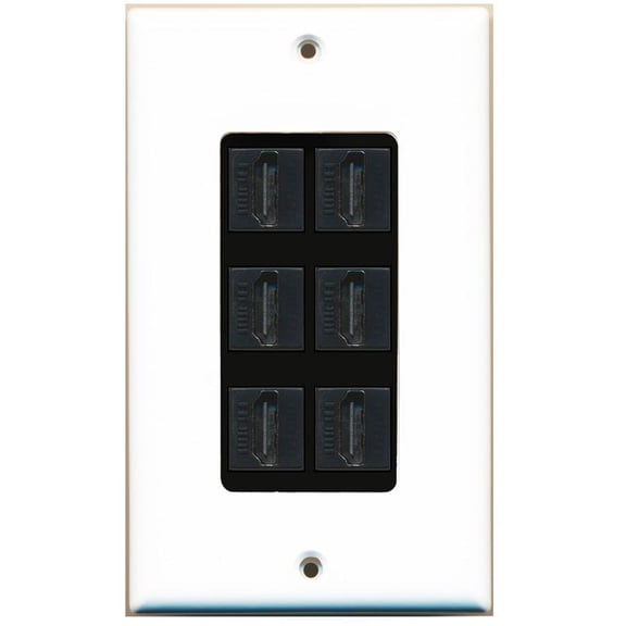 RiteAV - 6 Port HDMI 2.0 Decorative Wall Plate (White & Black)