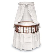 Badger Basket Elegance Round Baby Bassinet with Canopy - Cherry/White