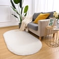 thumbnail image 2 of Arogan Super Soft Area Rugs for Bedroom Living Room Nursery Room,Fluffy Oval carpet,2.6'x5.3',Cream White, 2 of 8