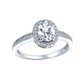 thumbnail image 2 of Bling Jewelry 2CT Oval Solitaire Halo AAA CZ Sterling Silver Engagement Ring Band, 2 of 8
