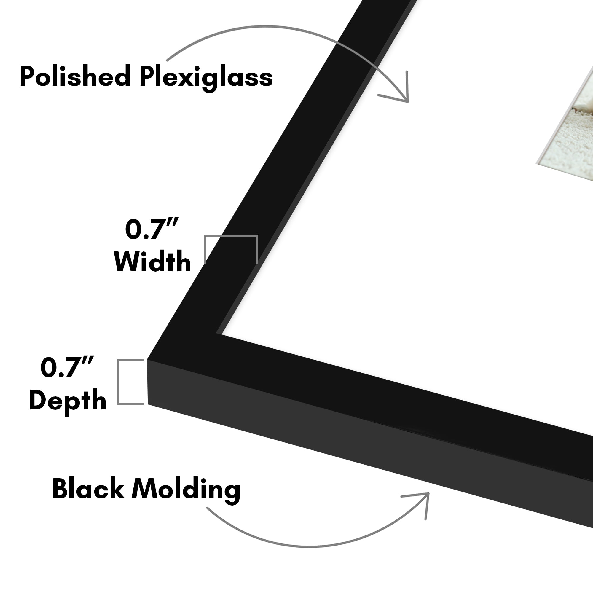 Americanflat 18x24 Poster Frame with Polished Plexiglass with 8x10 Mat Display Photo Streamline Thin - Black