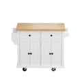 thumbnail image 4 of Kitchen Island Cart, Kitchen Island on Wheels with Solid Wood Desktop, Rolling Kitchen Cart with Storage Drawers and Adjustable Shelves, Utility Cabinet Carts on Lockable Wheel for Kitchen/Dining Room, 4 of 8