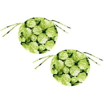 Jordan Manufacturing 16" Hydrangea Forest Green Floral Round Outdoor Bistro Chair Seat Cushion with Ties (2 Pack)