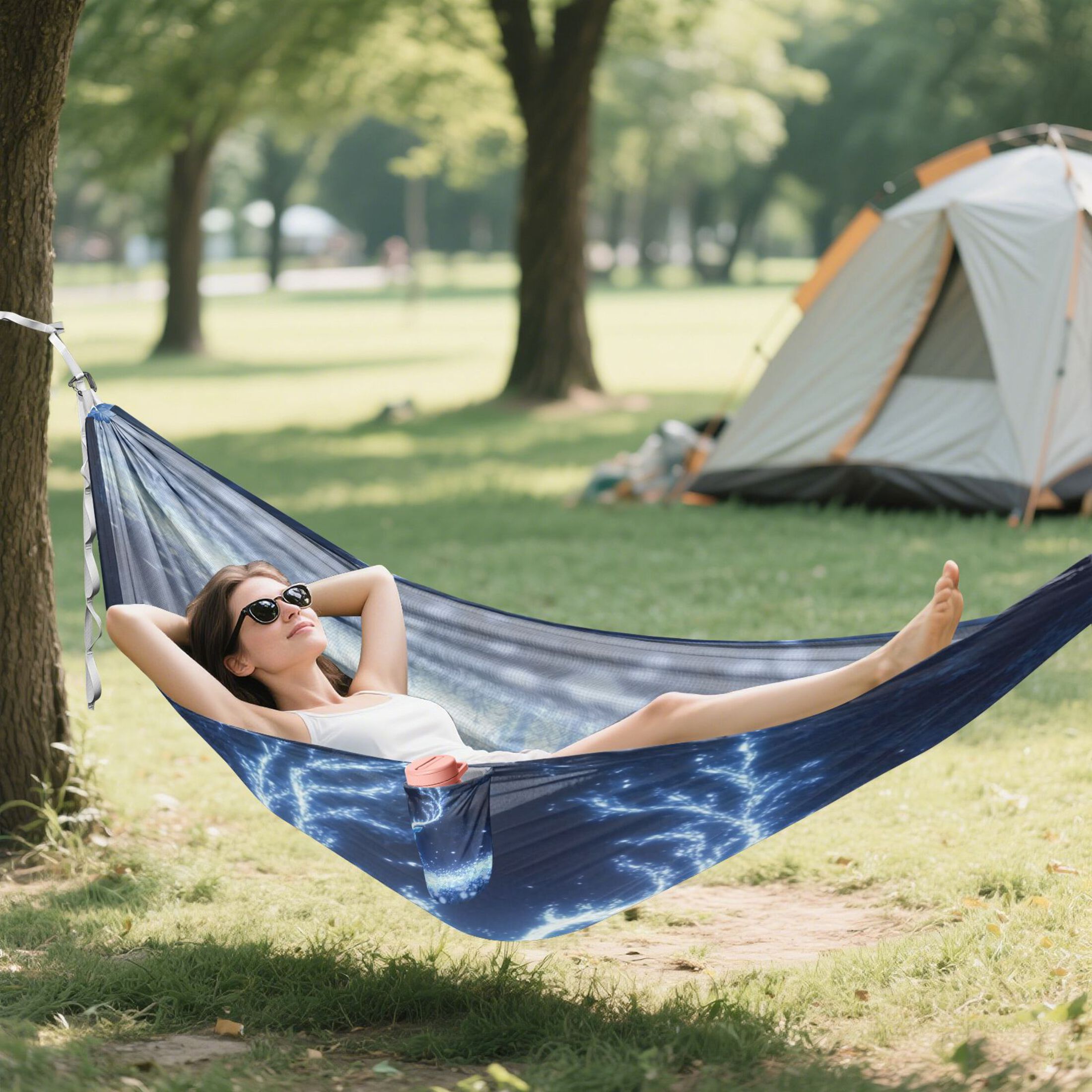 Hammock Camping Hammock Nylon Portable Hammock Travel Camping Hammock Cartoon Blue Elk