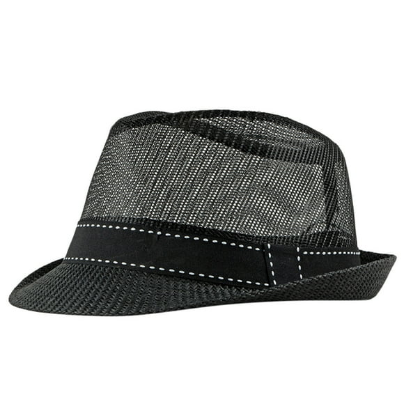 YOTMKGDO Pork Pie Hat, Hollow Beach Elegant Cool Summer Unisex Hat Stylish & Hat Baseball Caps, Black