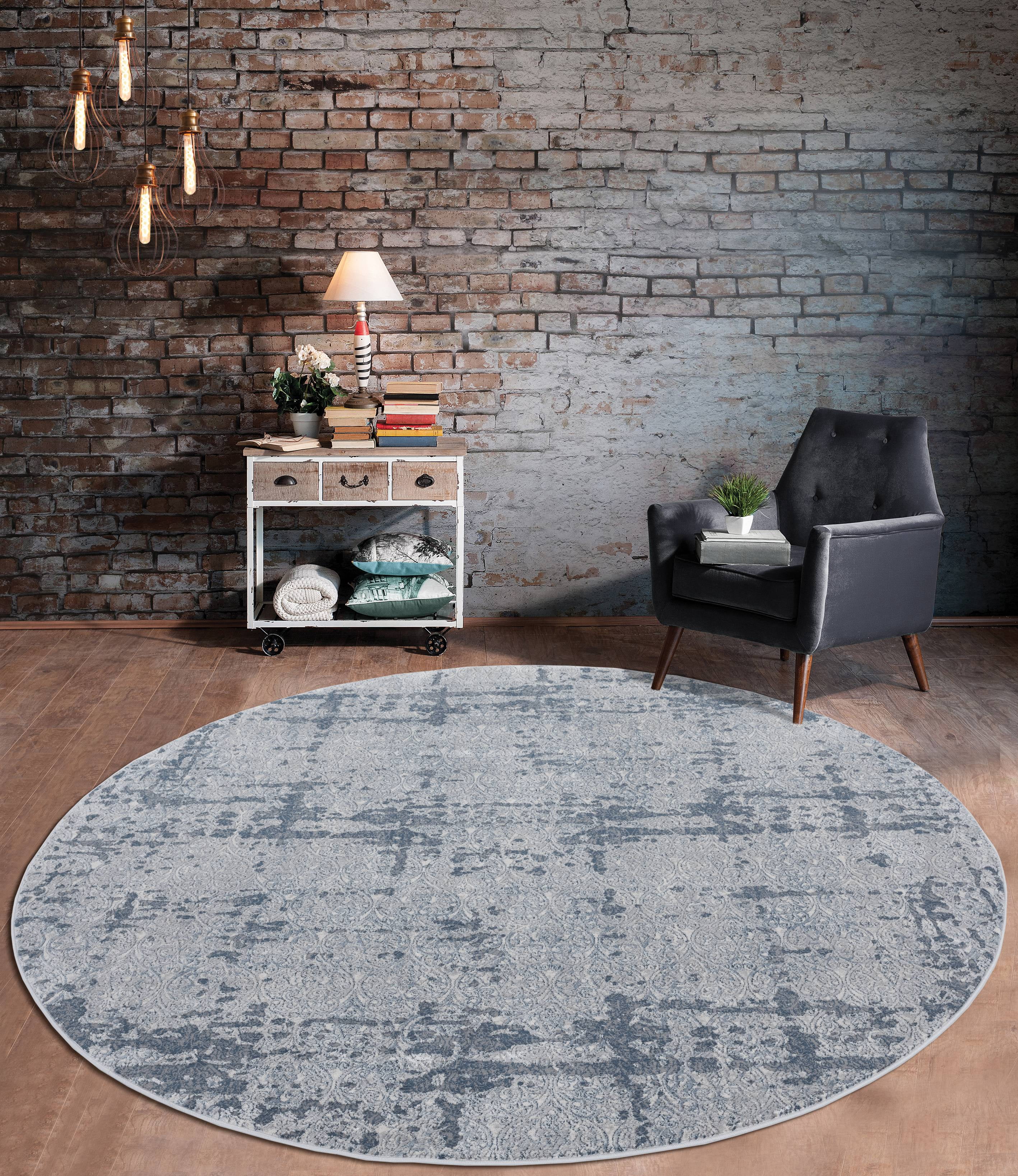United Weavers Rushmore Van Modern Abstract Round Area Rug, Blue, 7'10" RD