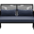 thumbnail image 2 of ModFusion Waterproof Wicker Loveseat with Navy Cushions & Wood Armrests for Outdoor Deck or Balcony, 2 of 9