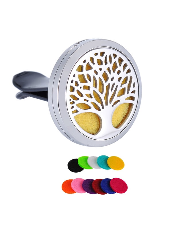 Round Tree of Life Aromatherapy Perfume Essential Oil Diffuser Locket Car Vent Clip by Valyria