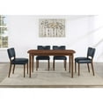 thumbnail image 4 of Bonito Midnight Blue Faux Leather 5-piece Dining Set in Walnut Wood Finish, 4 of 12